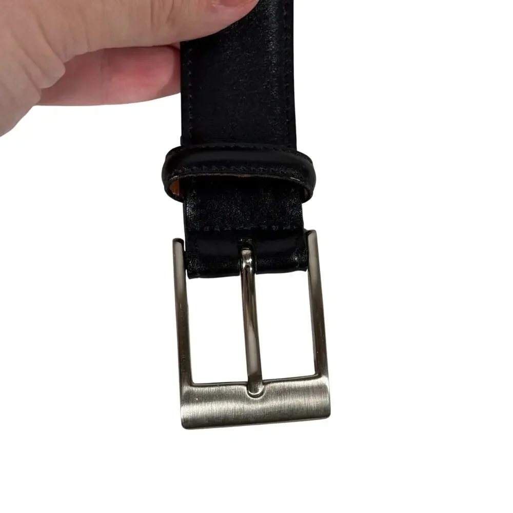Johnston & Murphy Men's 44 Black Leather Belt Solid Brass Buckle 1.25